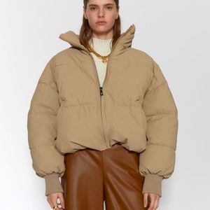 Zara oversized rubberised fabric puffer jacket